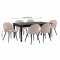 Amaretta ensemble pour salle � manger table noir 100x180/280 incl. 2 rallonges, 6 chaises boucl� beige.