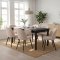 Amaretta ensemble pour salle � manger table noir 100x180/280 incl. 2 rallonges, 6 chaises boucl� beige.