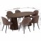 Tokyo ensemble pour salle � manger table � manger smoked �120x120-160-200 incl. 2 rallonges, 6 chaises boucl� marron.
