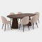 Tokyo ensemble pour salle � manger table � manger smoked �120x120-160-200 incl. 2 rallonges, 6 chaises boucl� beige.