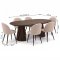 Tokyo ensemble pour salle � manger table � manger smoked �120x120-160-200 incl. 2 rallonges, 6 chaises boucl� beige.