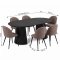 Tokyo ensemble pour salle � manger table � manger noir �120x120-160-200 incl. 2 rallonges, 6 chaises boucl� marron.
