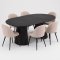 Tokyo ensemble pour salle � manger table � manger noir �120x120-160-200 incl. 2 rallonges, 6 chaises boucl� beige.