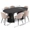 Tokyo ensemble pour salle � manger table � manger noir �120x120-160-200 incl. 2 rallonges, 6 chaises boucl� beige.