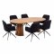 Tokyo Essgruppe Tisch 120x120/160/200cm inkl. 2 Einlegeplatten Eiche naturfarben und 6 Moon St�hle Velours schwarz.