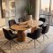 Tokyo Essgruppe Tisch 120x120/160/200cm inkl. 2 Einlegeplatten Eiche naturfarben und 6 Moon St�hle Velours schwarz.