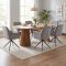 Tokyo Essgruppe Tisch 120x120/160/200cm inkl. 2 Einlegeplatten Eiche naturfarben und 6 Moon St�hle Velours grau.