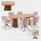 Tokyo Essgruppe Tisch 120x120/160/200cm inkl. 2 Einlegeplatten Eiche naturfarben und 6 Moon St�hle Velours beige.