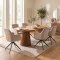 Tokyo Essgruppe Tisch 120x120/160/200cm inkl. 2 Einlegeplatten Eiche naturfarben und 6 Moon St�hle Velours beige.
