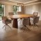 Tokyo Essgruppe Tisch 120x120/160/200cm inkl. 2 Einlegeplatten Eiche naturfarben und 6 Moon St�hle Velours beige.