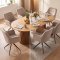 Tokyo Essgruppe Tisch 120x120/160/200cm inkl. 2 Einlegeplatten Eiche naturfarben und 6 Moon St�hle Velours beige.