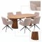 Tokyo Essgruppe Tisch 120x120/160/200cm inkl. 2 Einlegeplatten Eiche naturfarben und 6 Moon St�hle boucle beige.