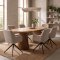 Tokyo Essgruppe Tisch 120x120/160/200cm inkl. 2 Einlegeplatten Eiche naturfarben und 6 Moon St�hle boucle beige.