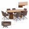 Tokyo Essgruppe Tisch 120x120/160/200cm inkl. 2 Einlegeplatten Eiche naturfarben und 6 Moon St�hle boucle braun.
