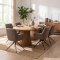 Tokyo Essgruppe Tisch 120x120/160/200cm inkl. 2 Einlegeplatten Eiche naturfarben und 6 Moon St�hle boucle braun.