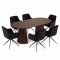 Tokyo Essgruppe Tisch 120x120/160/200cm inkl. 2 Einlegeplatten Eiche Smoked und 6 Moon St�hle Velours schwarz.