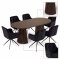 Tokyo Essgruppe Tisch 120x120/160/200cm inkl. 2 Einlegeplatten Eiche Smoked und 6 Moon St�hle Velours schwarz.