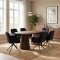 Tokyo Essgruppe Tisch 120x120/160/200cm inkl. 2 Einlegeplatten Eiche Smoked und 6 Moon St�hle Velours schwarz.