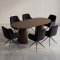 Tokyo Essgruppe Tisch 120x120/160/200cm inkl. 2 Einlegeplatten Eiche Smoked und 6 Moon St�hle Velours schwarz.