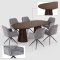 Tokyo Essgruppe Tisch 120x120/160/200cm inkl. 2 Einlegeplatten Eiche Smoked und 6 Moon St�hle Velours grau.