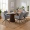 Tokyo Essgruppe Tisch 120x120/160/200cm inkl. 2 Einlegeplatten Eiche Smoked und 6 Moon St�hle Velours grau.