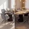 Tokyo Essgruppe Tisch 120x120/160/200cm inkl. 2 Einlegeplatten Eiche Smoked und 6 Moon St�hle Velours grau.