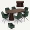 Tokyo Essgruppe Tisch 120x120/160/200cm inkl. 2 Einlegeplatten Eiche Smoked und 6 Moon St�hle Velours gr�n.