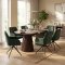 Tokyo Essgruppe Tisch 120x120/160/200cm inkl. 2 Einlegeplatten Eiche Smoked und 6 Moon St�hle Velours gr�n.