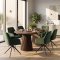 Tokyo Essgruppe Tisch 120x120/160/200cm inkl. 2 Einlegeplatten Eiche Smoked und 6 Moon St�hle Velours gr�n.