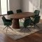 Tokyo Essgruppe Tisch 120x120/160/200cm inkl. 2 Einlegeplatten Eiche Smoked und 6 Moon St�hle Velours gr�n.