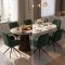 Tokyo Essgruppe Tisch 120x120/160/200cm inkl. 2 Einlegeplatten Eiche Smoked und 6 Moon St�hle Velours gr�n.