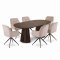 Tokyo Essgruppe Tisch 120x120/160/200cm inkl. 2 Einlegeplatten Eiche Smoked und 6 Moon St�hle Velours beige.