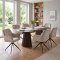 Tokyo Essgruppe Tisch 120x120/160/200cm inkl. 2 Einlegeplatten Eiche Smoked und 6 Moon St�hle Velours beige.
