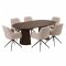 Tokyo Essgruppe Tisch 120x120/160/200cm inkl. 2 Einlegeplatten Eiche Smoked und 6 Moon St�hle boucle beige.