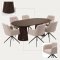 Tokyo Essgruppe Tisch 120x120/160/200cm inkl. 2 Einlegeplatten Eiche Smoked und 6 Moon St�hle boucle beige.