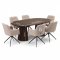 Tokyo Essgruppe Tisch 120x120/160/200cm inkl. 2 Einlegeplatten Eiche Smoked und 6 Moon St�hle boucle beige.