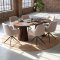 Tokyo Essgruppe Tisch 120x120/160/200cm inkl. 2 Einlegeplatten Eiche Smoked und 6 Moon St�hle boucle beige.