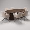 Tokyo Essgruppe Tisch 120x120/160/200cm inkl. 2 Einlegeplatten Eiche Smoked und 6 Moon St�hle boucle beige.