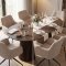 Tokyo Essgruppe Tisch 120x120/160/200cm inkl. 2 Einlegeplatten Eiche Smoked und 6 Moon St�hle boucle beige.