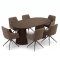 Tokyo Essgruppe Tisch 120x120/160/200cm inkl. 2 Einlegeplatten Eiche Smoked und 6 Moon St�hle boucle braun.