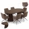 Tokyo Essgruppe Tisch 120x120/160/200cm inkl. 2 Einlegeplatten Eiche Smoked und 6 Moon St�hle boucle braun.