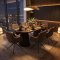Tokyo Essgruppe Tisch 120x120/160/200cm inkl. 2 Einlegeplatten Eiche Smoked und 6 Moon St�hle boucle braun.