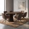 Tokyo Essgruppe Tisch 120x120/160/200cm inkl. 2 Einlegeplatten Eiche Smoked und 6 Moon St�hle boucle braun.