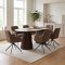 Tokyo Essgruppe Tisch 120x120/160/200cm inkl. 2 Einlegeplatten Eiche Smoked und 6 Moon St�hle boucle braun.