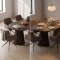 Tokyo Essgruppe Tisch 120x120/160/200cm inkl. 2 Einlegeplatten Eiche Smoked und 6 Moon St�hle boucle braun.