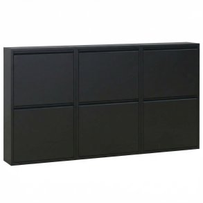 Pisa skoskab med 6 l�ger. Metal sort. Leveres f�rdig samlet.