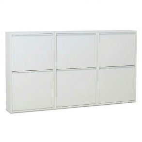 Pisa skoskab med 6 l�ger. Metal hvid. Leveres f�rdig samlet.