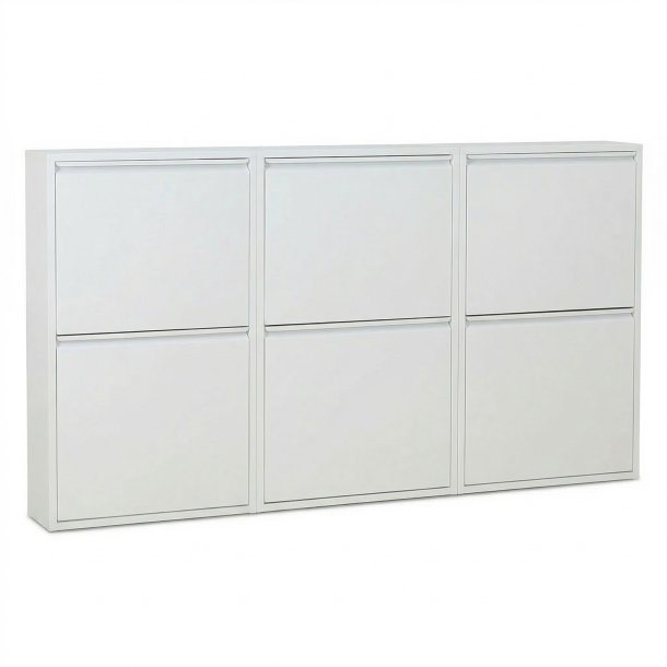 Pisa skoskab med 6 l�ger. Metal hvid. Leveres f�rdig samlet.