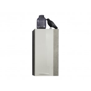 Rominia płka do montażu na ścianie z 1 drzwiami, dekor beton, biały wysoki połysk.