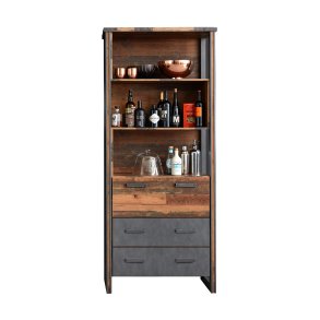 Prip Regal 2 Schubladen, 3 Ablagen und 1 Klapptr, Old Wood Dekor, Matera Dekor.